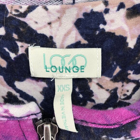 LOGO Jacket Womens XXS Pink Floral Full Zip Pockets Hooded Active Lounge Stretch - Picture 5 of 9